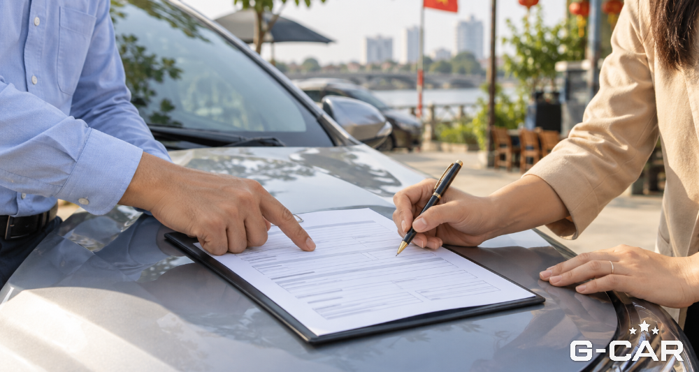 Chủ xe rà soát hợp đồng thuê xe tự lái trước khi bàn giao